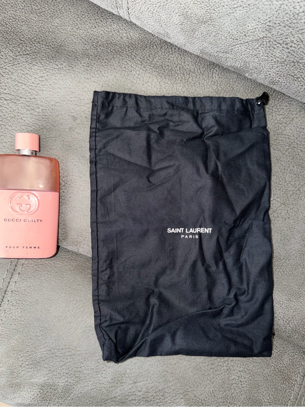 Saint Laurent Black Branded Drawstring Pouch